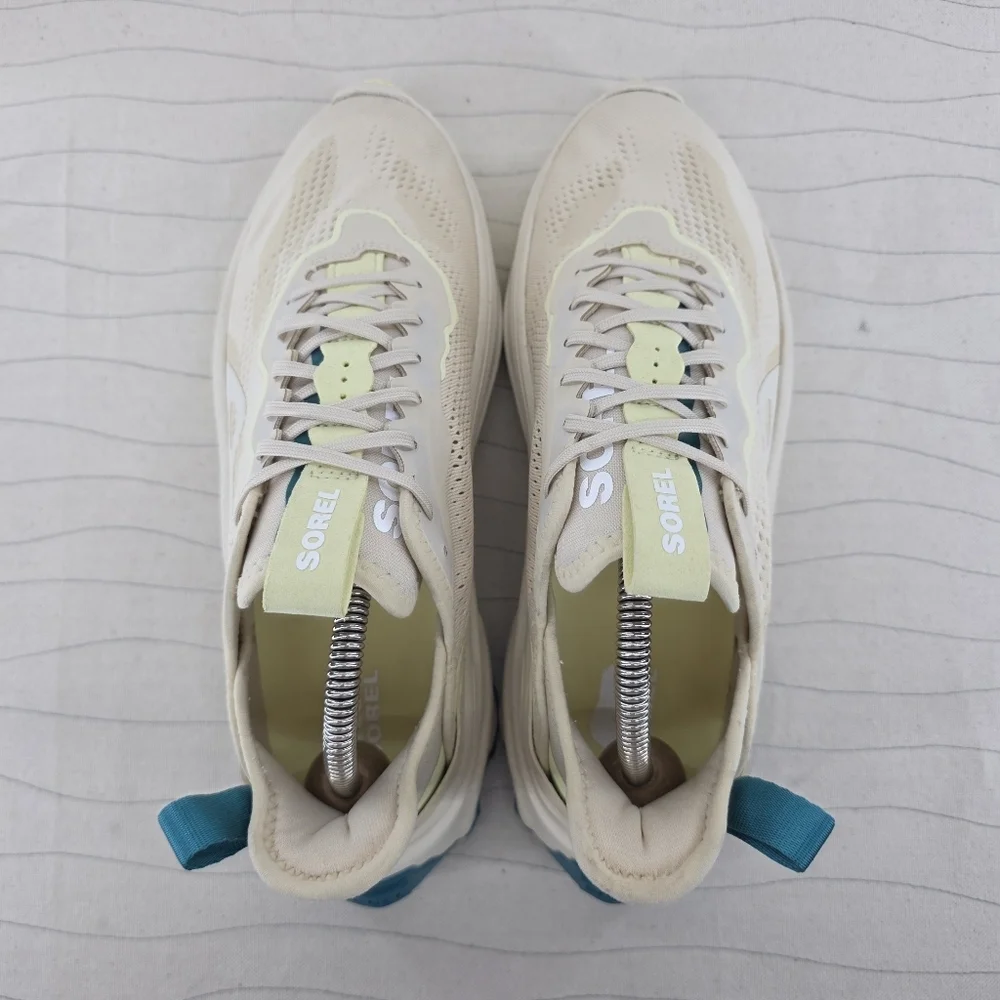Sorel Womens Kinetic Breakthru Tech Cream Teal Trail Running Shoes Size 9.5 EUC